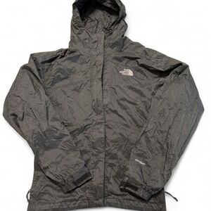 The North Face HyVent Rain Jacket Womens M Black Hooded Waterproof Shell